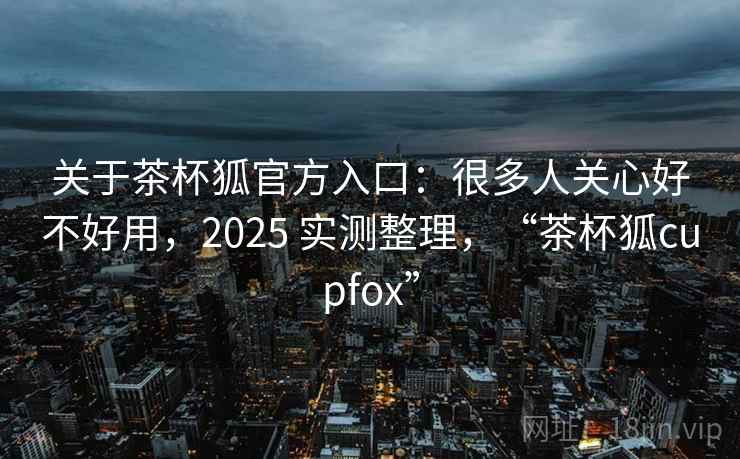 关于茶杯狐官方入口：很多人关心好不好用，2025 实测整理，“茶杯狐cupfox”